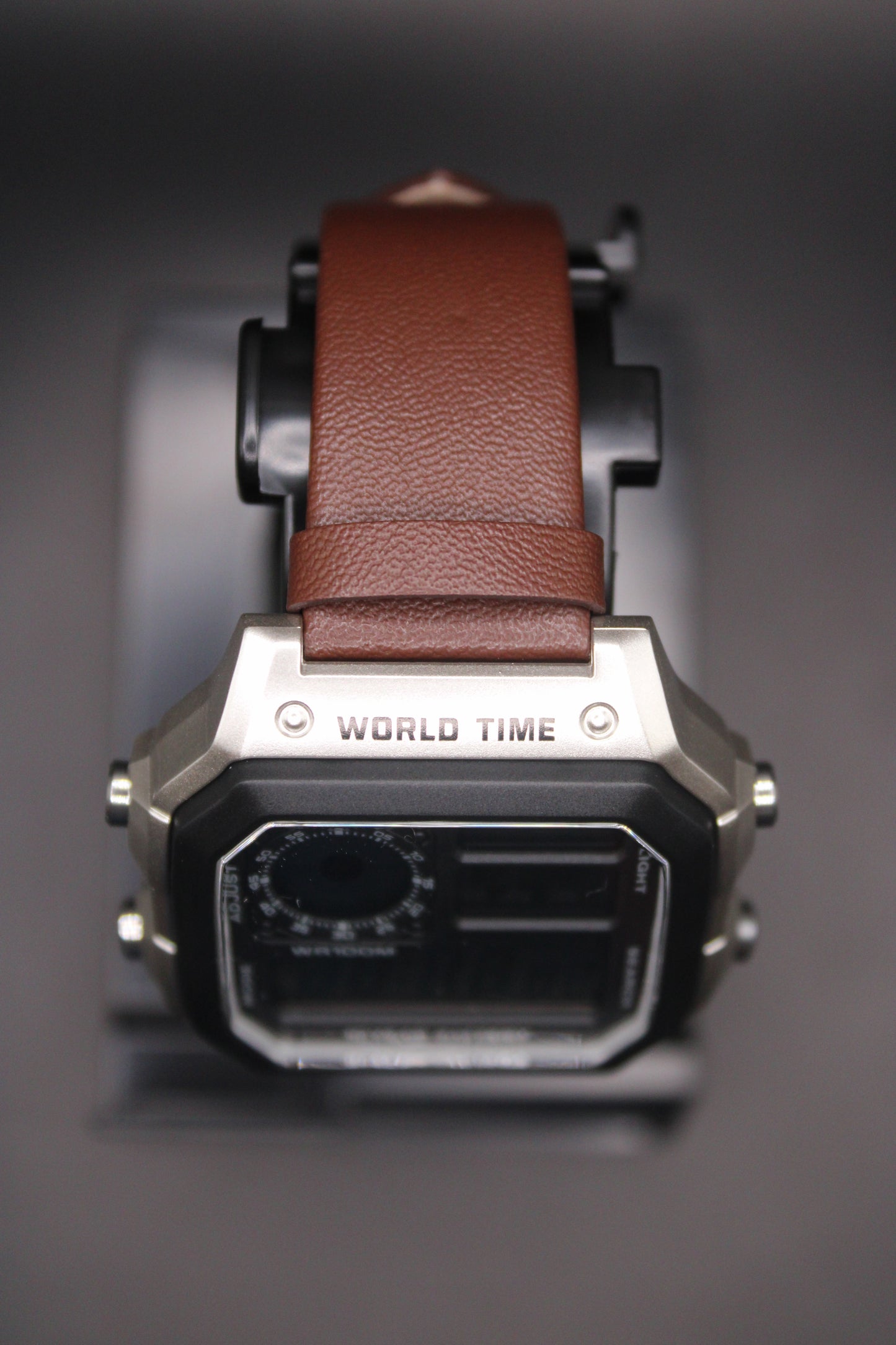 Brown Genuine Leather Strap - Casio AE1200 (Silver) Mod