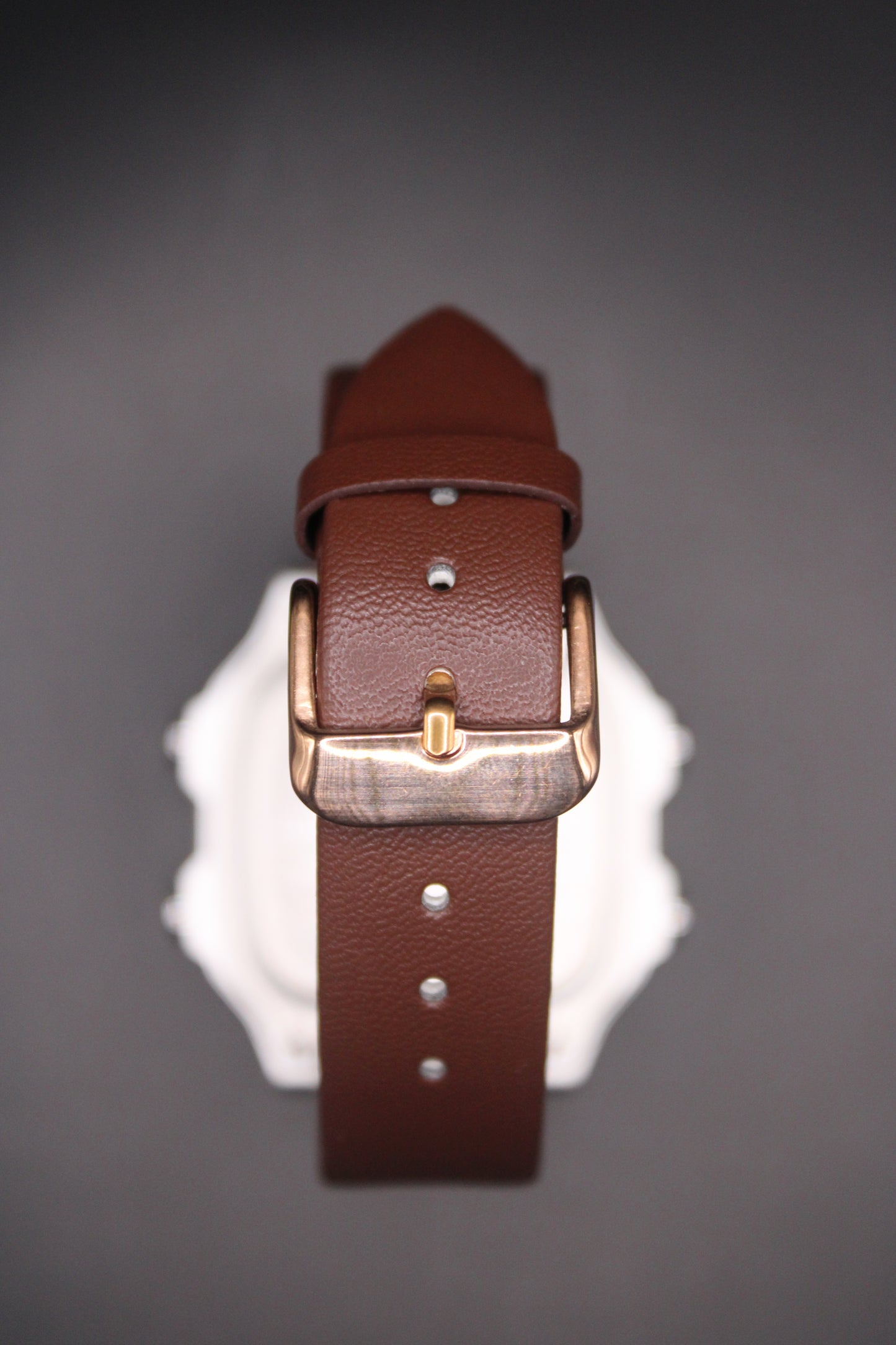 Brown Genuine Leather Strap - Casio AE1200 (Silver) Mod