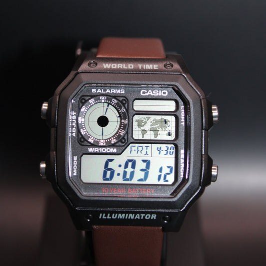 Brown Genuine Leather - Casio AE1200 (Black) Mod
