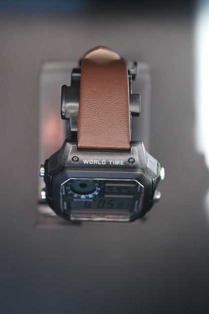 Brown Genuine Leather - Casio AE1200 (Black) Mod